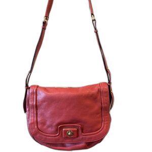 Marc By Marc Jacobs Red Leather Totally Turn Lock Shoulder Bag